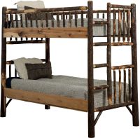 Saranac Hickory Log Bunk Bed - Twin over Twin - Ladder Position #4