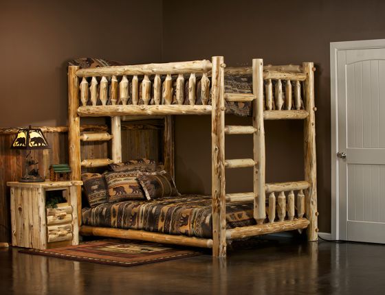 Cedar Lake XL Full over Queen Log Bunk Bed - Thumbnail 2