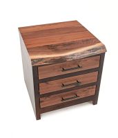 Modern Rustic Live Edge Walnut End Tables or Nightstands - 3 Drawer - Natural Drawers