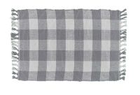 Rustic Dove Gray Checkered Fringe Placemats