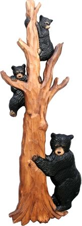 Tree Climbing Bear Family Rustic Wood Art
