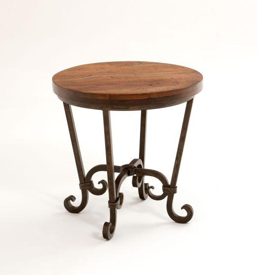Rustic Santa Fe Turquoise Inlay Mesquite End Table