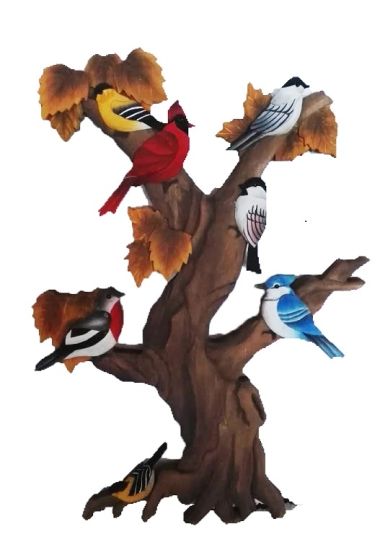 Birds in Tree Rustic Wood Art