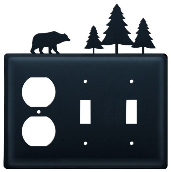 Wrought Iron Bear & Pine Triple Outlet/Switch/Switch Cover