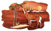 Deer Eating From Tree Wood Art