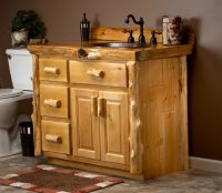 36" Real Cedar Log Cabin Bathroom Vanity in Honey Finish