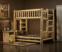 Cedar Lake Twin over Twin Log Bunk Bed--Clear finish
