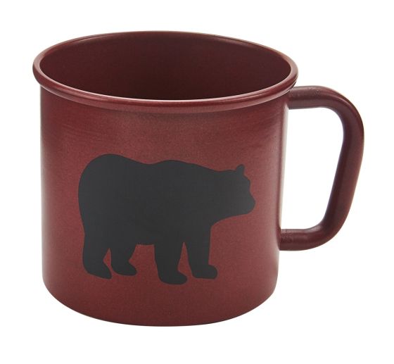 Rustic Black Bear Red Enamel Coffee Mug