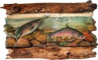 Rustic Rainbow Trout Wood Wall Art
