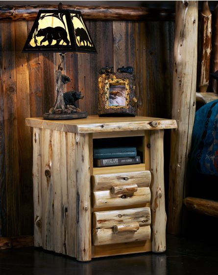CEDAR LAKE LOGGER 2 DRAWER LOG NIGHTSTAND