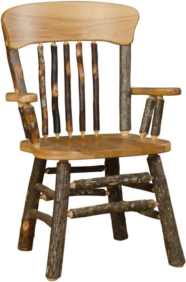Rustic Hickory Panel Back Captain's Chair
