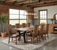 Modern Rustic Wood Dining Table: Some lifestyle images are created with AI for visualization purposes. Crafted from natural solid wood, each piece is unique and will vary.