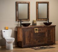 Timber Frame Barn Wood Vanity - Tongue & Groove Barn Wood Plank Door Style