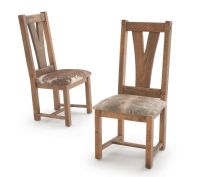 River Rustic Barnwood Fork in the Road Dining Chair - Cowhide Leather Seat