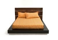 Recycled Wood Platform Bed - Recycled Wood - Silver Headboard Accents - Silver Base Trim