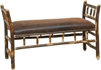 Rustic Hickory Log Arm Bench