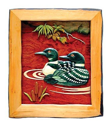 Swimming Loons Wood Art