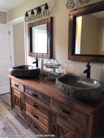 CUSTOMER PROVIDED PHOTO - Reclaimed Barn Wood Barn Door Vanity - Singular Barn Wood Panel Door Style