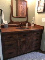 Sawmill Barn Door Vanity - Sink Center - Antique Barnwood Finish