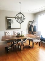 Bow & Arrow Natural Wood Dining Table - Live Edge Black Walnut Table Top - Natural Clear Table Top Finish - Silver Steel Table Base