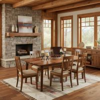 Hardwood Dining Table: Some lifestyle images are created with AI for visualization purposes. Crafted from natural solid wood, each piece is unique and will vary.
