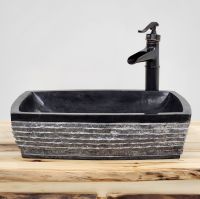 Stony Ridge Stone Sink - Black - Optional Waterfall Faucet