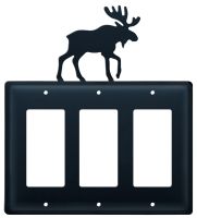 Wrought Iron Moose Triple GFI Cover