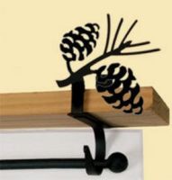 Wrought Iron Pinecone Curtain Shelf Brackets