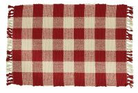 Rustic Garnet Checkered Fringe Placemats