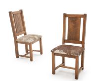 River Rustic Barnwood Dining Chair - Cowhide Leather Seat