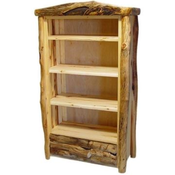 Rustic Aspen Log Storage Drawer Bookcase