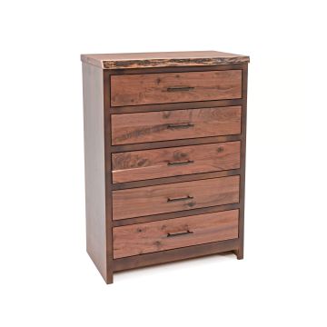 Modern Rustic Live Edge Walnut Chest of Drawers - 5 Drawer - Natural Drawers