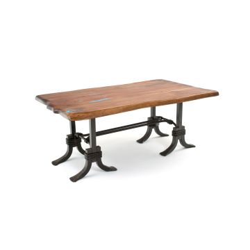 Rustic Santa Fe Turquoise Inlay Mesquite Dining Table