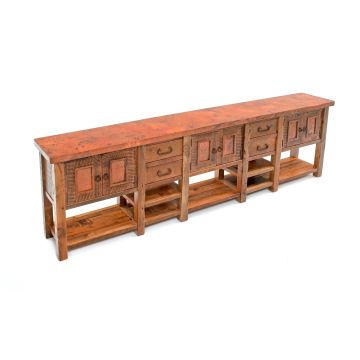 Custom Made Barn Wood Sideboard with Copper Top
