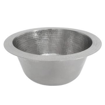 12" Round Nickel Hammered Copper Bar & Prep Sink - 2" Drain