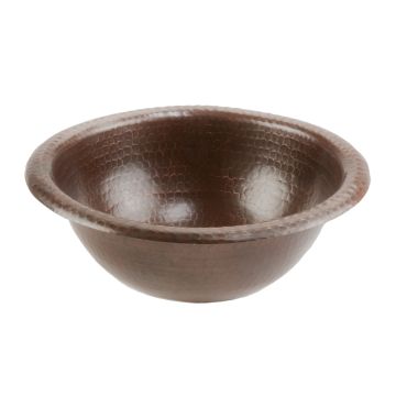 12" Small Round Oil Rubbed Bronze Hammered Copper Self Rimming Sink