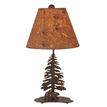 Wrought Iron Bear & Trees Accent Table Lamp