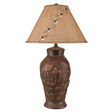 Rustic Horse Bronze Pot Table Lamp