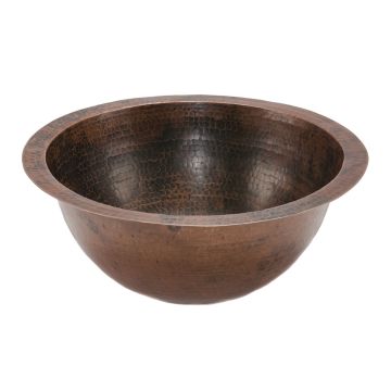 14" Round Oil Rubbed Bronze Hammered Copper Under Counter Sink
