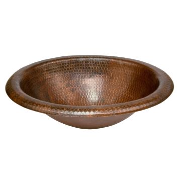18" Oval Wide Rim Oil Rubbed Bronze Hammered Copper Self Rimming Bathroom Sink