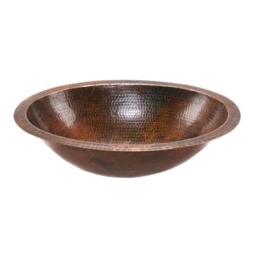 19" Oval Oil Rubbed Bronze Hammered Copper Bathroom Sink