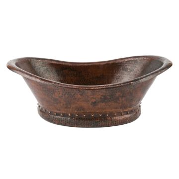 20" Bath Tub Oil Rubbed Bronze Hammered Copper Vessel Sink