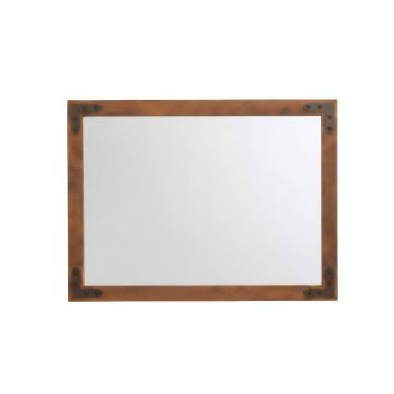 Timber Haven Rough Sawn Mirror - Antique Barnwood Finish - Corner Metal Accents