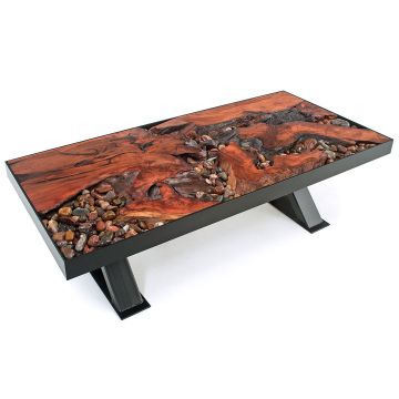 A River Runs Through It Modern Redwood Coffee Table