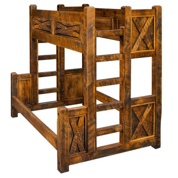 Barn Door Weathered Bunk Bed--Whiskey Finish