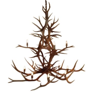 12 Light Double Tiered Elk Antler Chandelier