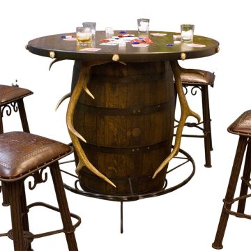 Elk Antler Barrel Pub Table