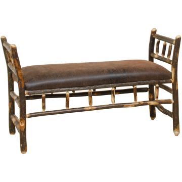 Rustic Hickory Log Arm Bench