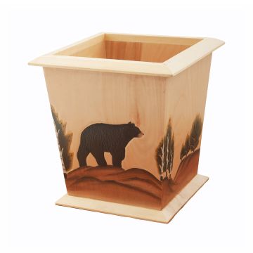 Rustic Solid Wood Trash Can