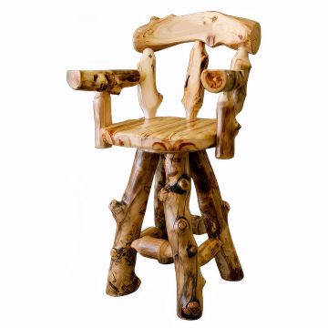 Aspen Lodge Log Arm Bar Stool